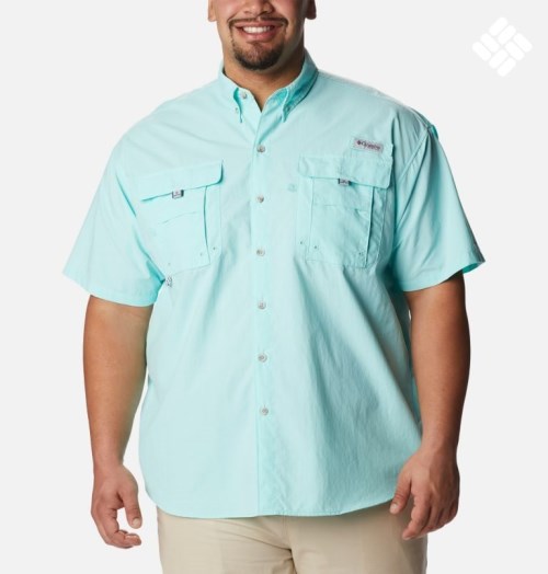Men's Columbia PFG Bahama II Short Sleeve Shirts Turquoise | Plus Size CA-DC543